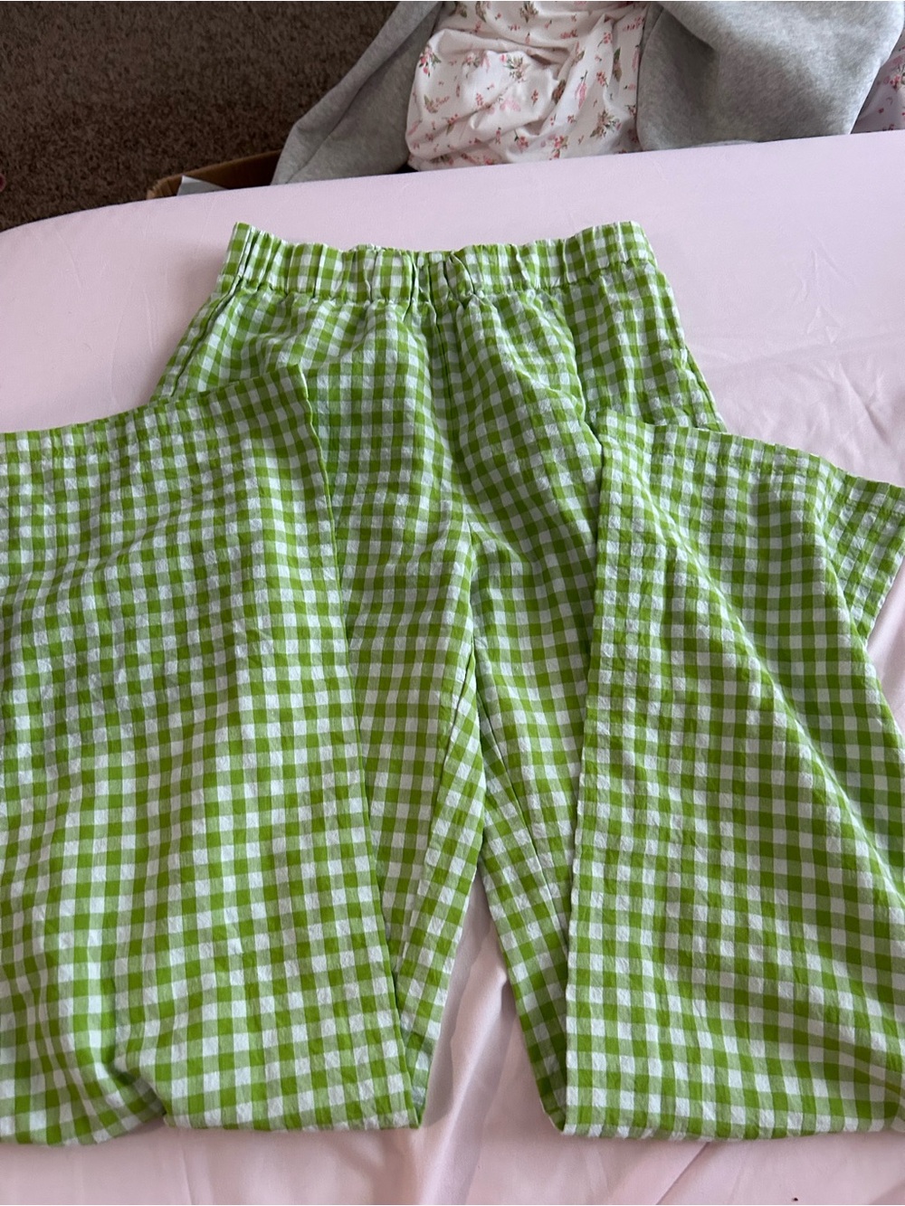 Gingham linen pants